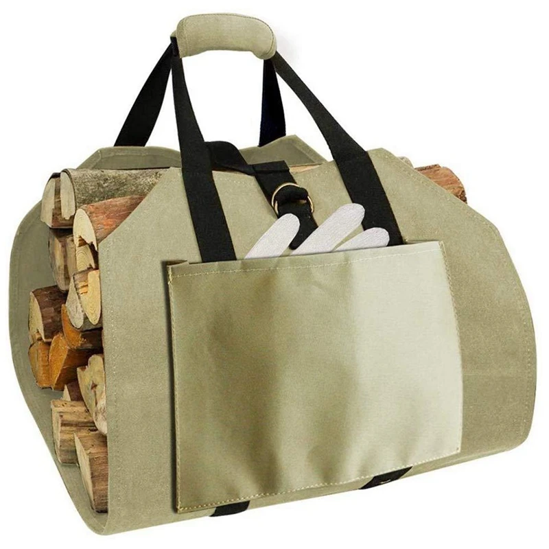 

Firewood Carrier Bag, Waterproof Canvas Log Carrier Tote Fireplace Carrier Accessories, Foldable Carrier Tote Handles