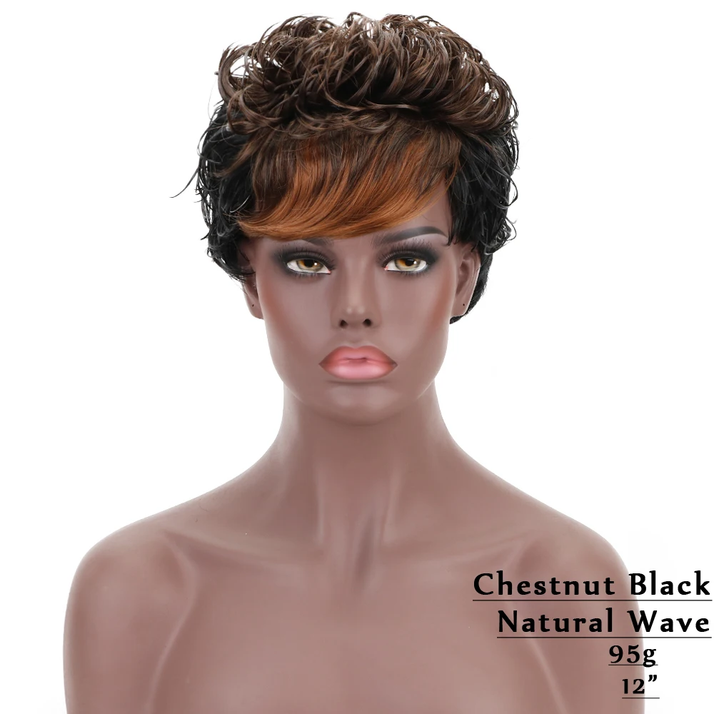 black chestnut Красота 10 ''короткие волнистые Бордовые Черные коричневые темные корни синтетические парики с челкой для женщин Косплей вечерние на каждый день макияж - Цвет: black chestnut