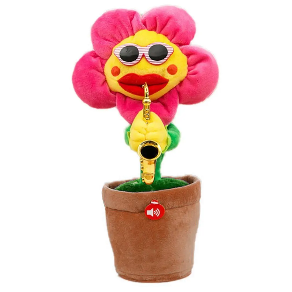 

Singing Sun Flower Vibrato Enchanting Flower Plush Toy USB Powered Sunflower Dancing Saxophone Toy Decoration