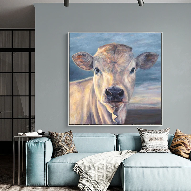 Украшение на стену, живопись маслом корова животное печать холст живопись настенные картины для гостиной современная декоративная картина «животные» Куадрос