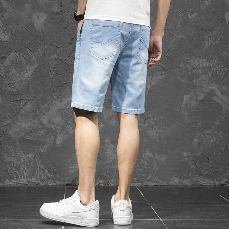 

SHAN BAO classic style anti-theft zipper straight loose denim shorts 2021 summer lightweight and thin men's casual brand jeans