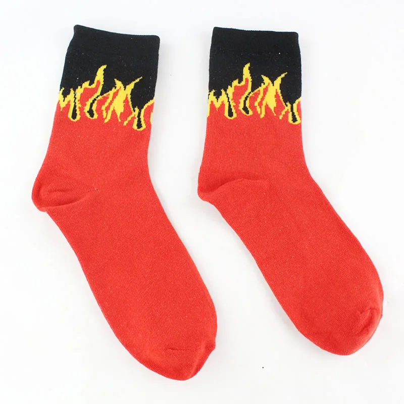 Хип хоп носки с пламенем Носки рисунком пламени мужские calcetines fuego красное пламя