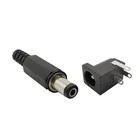 100 шт. DC-005 Разъем питания постоянного тока, печатное крепление, круглая игла, черный адаптер DIY + кабель питания постоянного тока 5,5x2,1 мм, Штекерный разъем