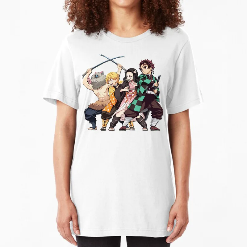 

WK Summer T-Shirts Casual Demon Slayer Nezuko Inosuke Japanese Streetwear Short Sleeve T Shirt Men Women Cotton Anime Manga