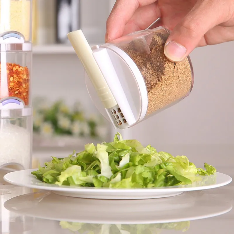 

5pcs / set Acrylic Seasoning Box Spice Jar Set Condiment Cruet Bottle Kitchen Supplies New arrive