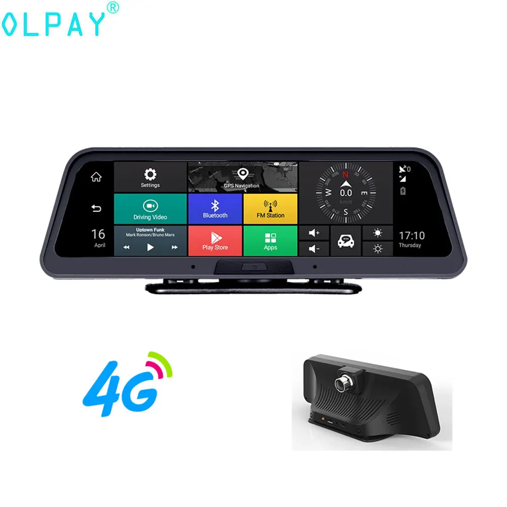 

OLPAY 10 inch 4G Car DVR Camera GPS FHD 1080P Android Dash Cam Navigation ADAS Car Video Recorder Dual Lens Dashboard camera