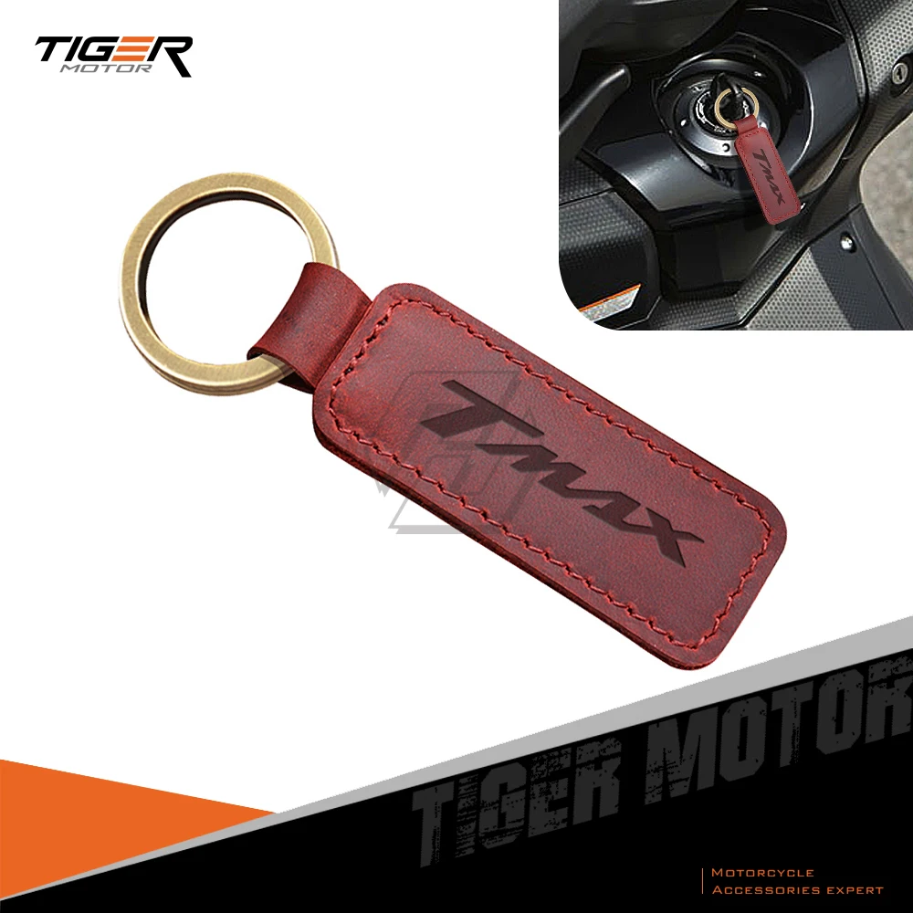 

For Yamaha Scooter Tmax T-max Models Motorcycle Keychain Cowhide Key Ring
