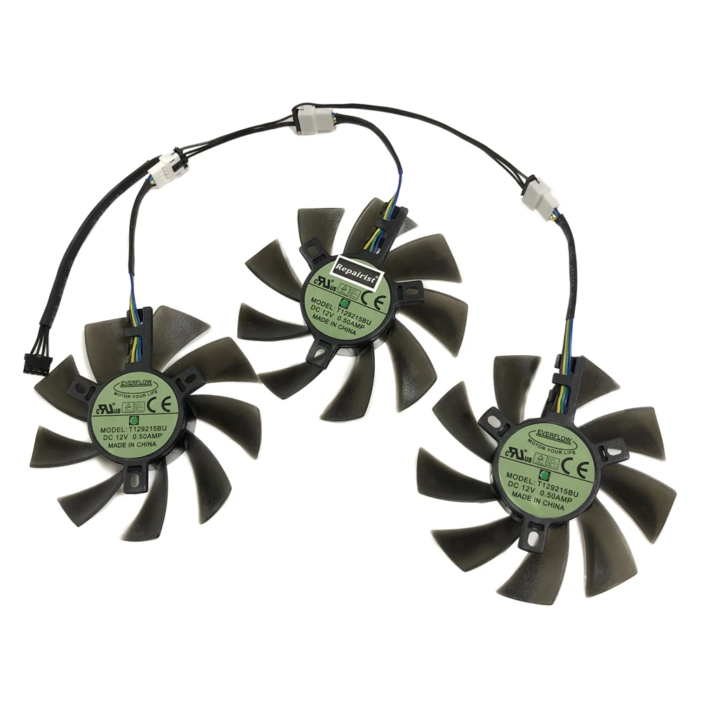 Кулер VGA T129215BU для видеокарты Powercolor RX 5700 XT Red Devil 8 Гб GDDR6 3 шт./компл.|Кулеры и системы