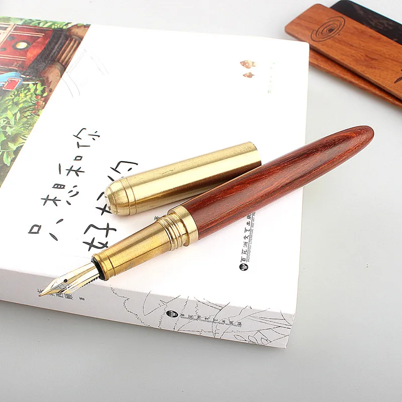 

Classic Wood Fountain Pen 0.5mm Extra Fine Nib Calligraphy Pens bronze ink pen Stationery Office School Supplies