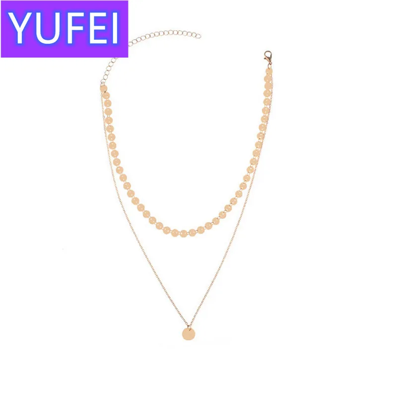

Fashion Gold Color Sequined Coin Fringed Necklace Bohemian Style Fashion Lady's Necklace Jewelry Necklace for Women