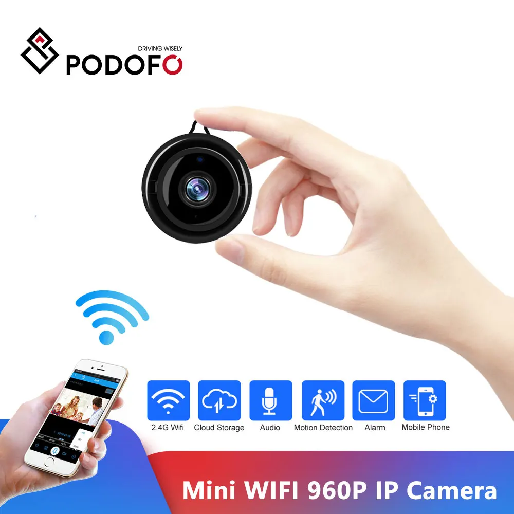 Podofo Беспроводная мини WIFI 960P IP камера Облачное хранилище инфракрасное ночное