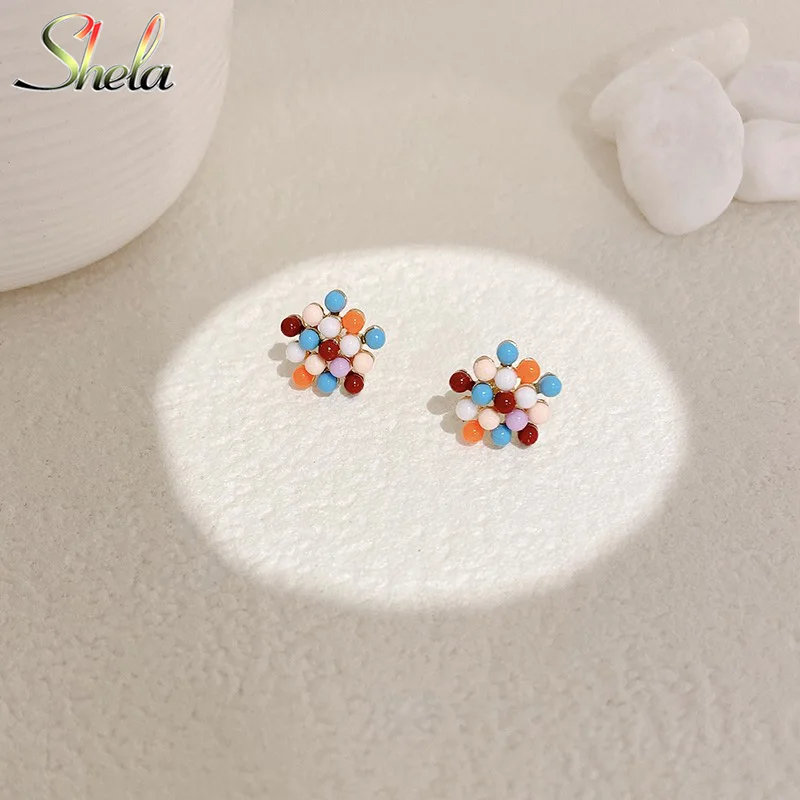 

Korean New Sweet Colorful Ball Stud Earrings For Women Fashion Jewelry Candy Color Small Boucle D'oreille Gifts S925 Pin