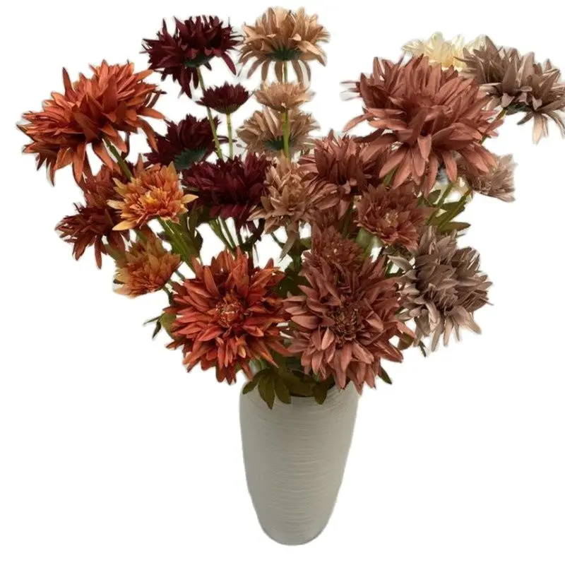 

ONE Fake Autumn Chrysanthemum (6 Heads/Piece) 27" Length Simulation Daisy for Wedding Home Decorative Artificail Flowers