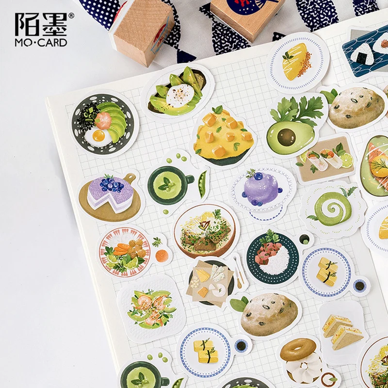 46 шт./кор. Момо удовлетворить вкусные еда мини бумажная наклейка пакет DIY