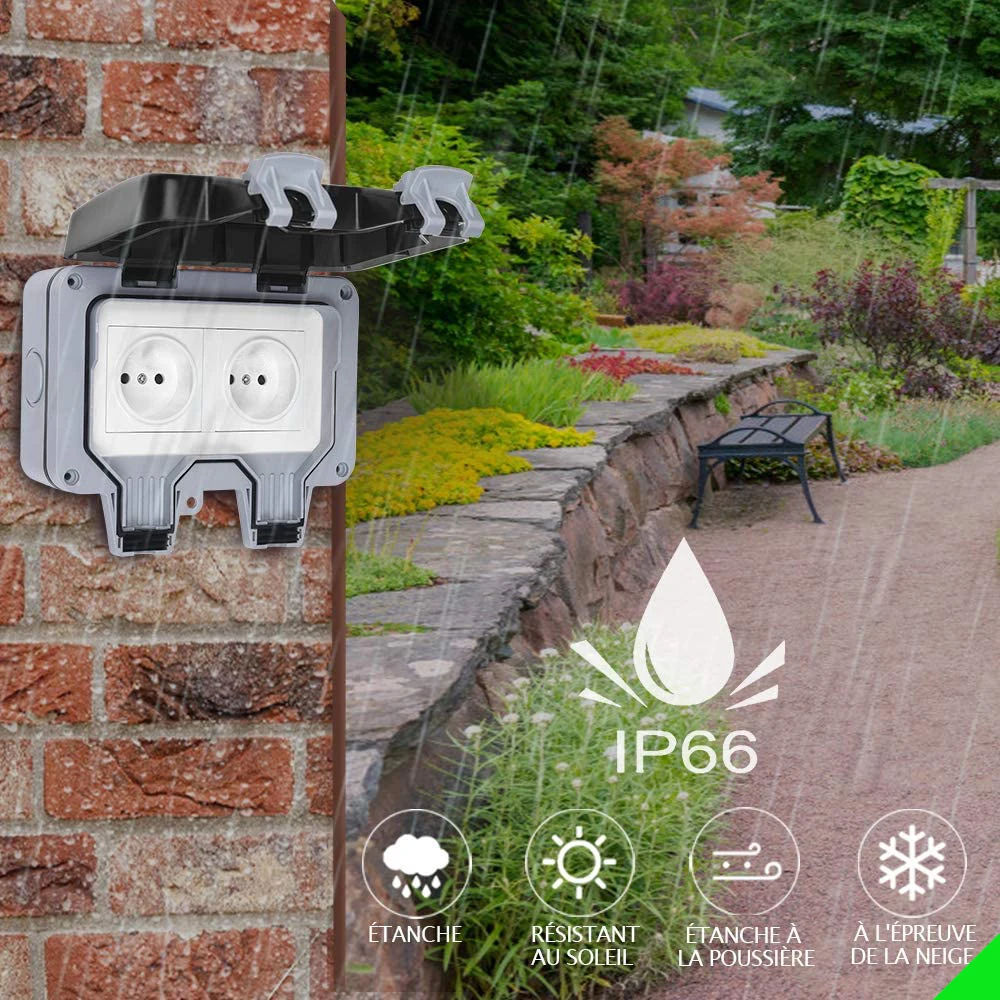 Outdoor Wall Switch Socket IP66 Weatherproof Waterproof Power 16A EU Standard Electrical Outlet Grounded |