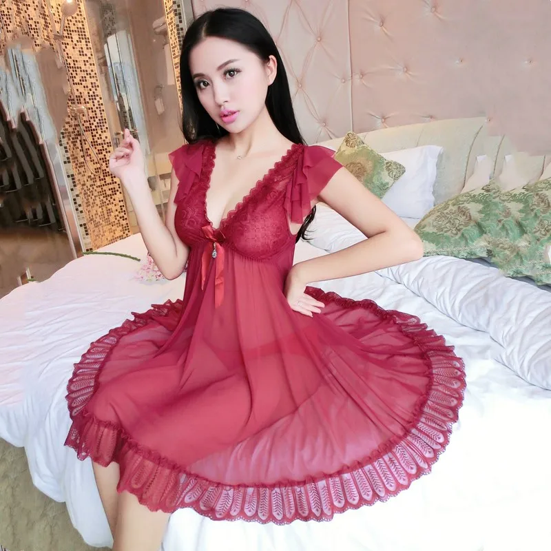 2019 модный дизайн сексуальная женская новая летняя ночная рубашка из тонкой сетки