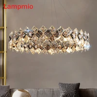 luxurious lustre k9 crystal led chandeliers lighting for living room home deco 60cm 80cm round hanging lights dining luminaire