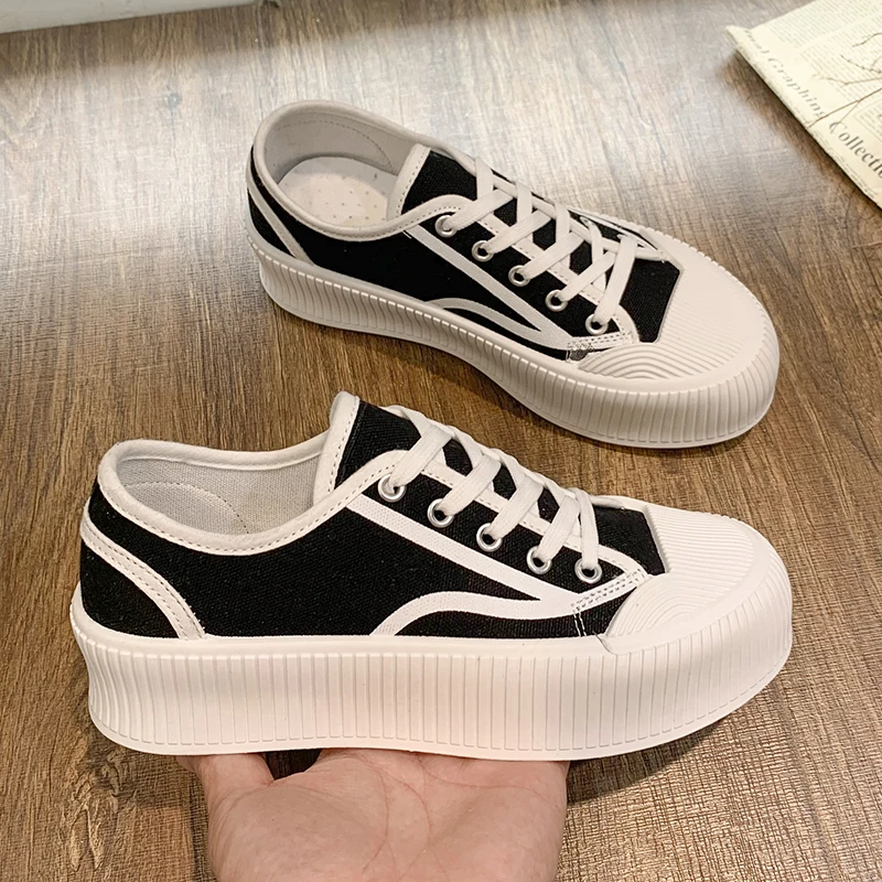 

Round Toe Women's Sneakers Cross Straps Thick-soled Women's Flat Shoes Spring and Summer Newest Sneakers Women