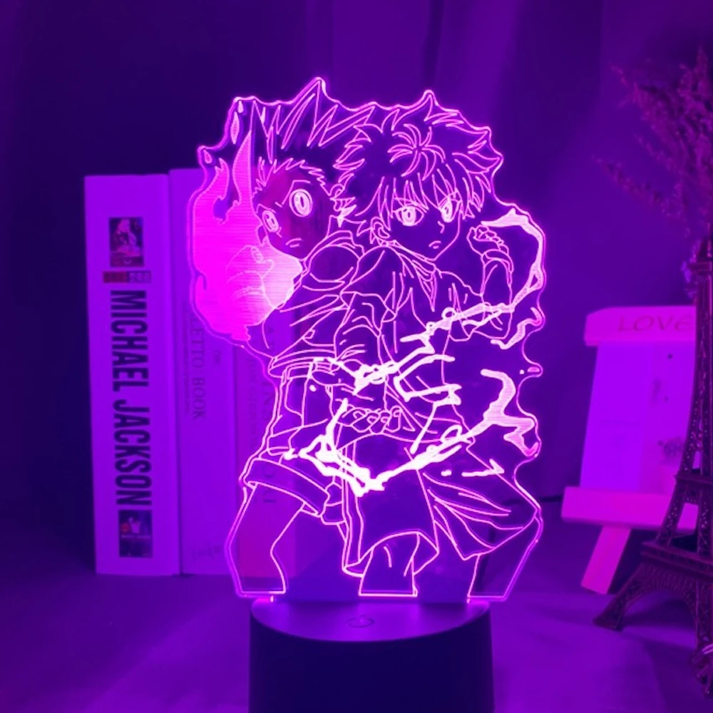 

3d светильник Gon and Killua, ночсветильник в стиле аниме Hunter X Hunter для детской спальни, декоративная настольная лампа, ночсветильник «атака на Тита...