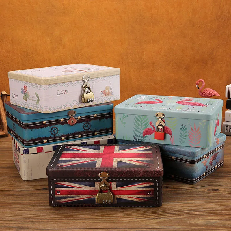 Металлическая коробка для хранения в европейском стиле винтажный контейнер