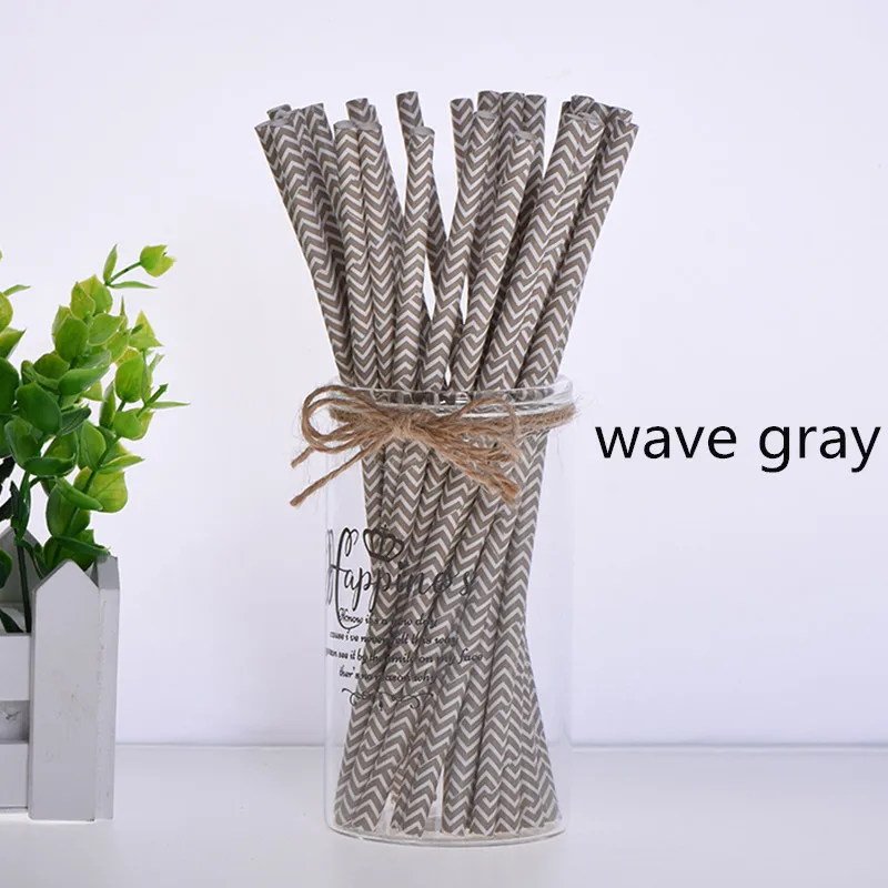 wave gray 25 шт., вечерние, экологически чистые бумажные соломинки для детей, для свадьбы, дня рождения, пикника, вечерние, декоративные, с мультяшным автомобилем, Коктейльные, вечерние соломинки - Цвет: wave gray