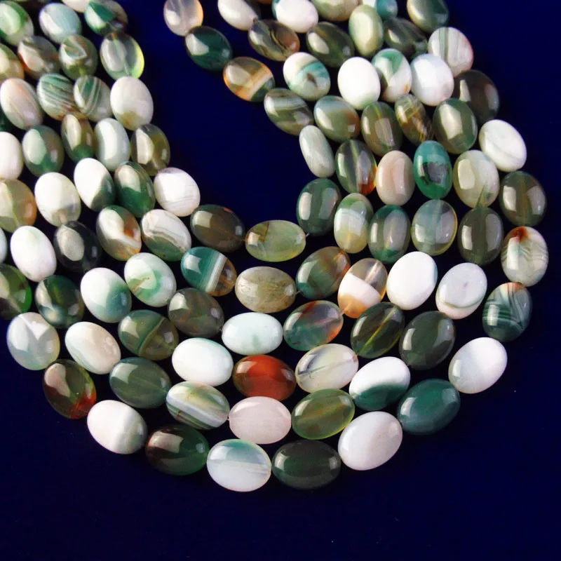 

1Strand 33.4g Green White Onyx Agates Oval Loose Bead 15.5 inch 14x10x5mm TZ1966