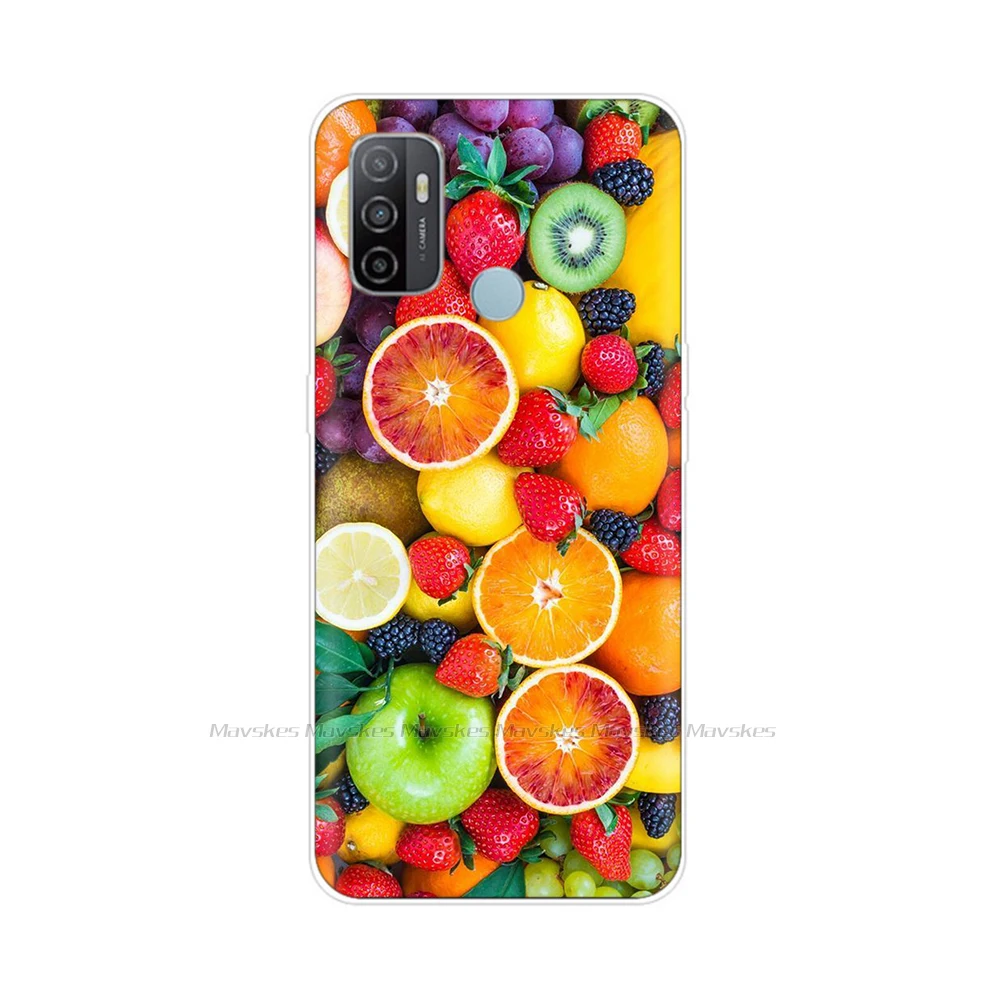 Silicone Case for OPPO A53 2020 Case A53 Full Protection for OPPOA53 A 53 Case Shockproof Cartoon Flower Painted TPU Phone Case