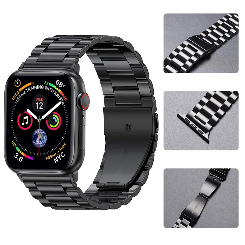 Ремешок металлический для Apple watch 44 мм 42 40 38 сменный Браслет из нержавеющей стали