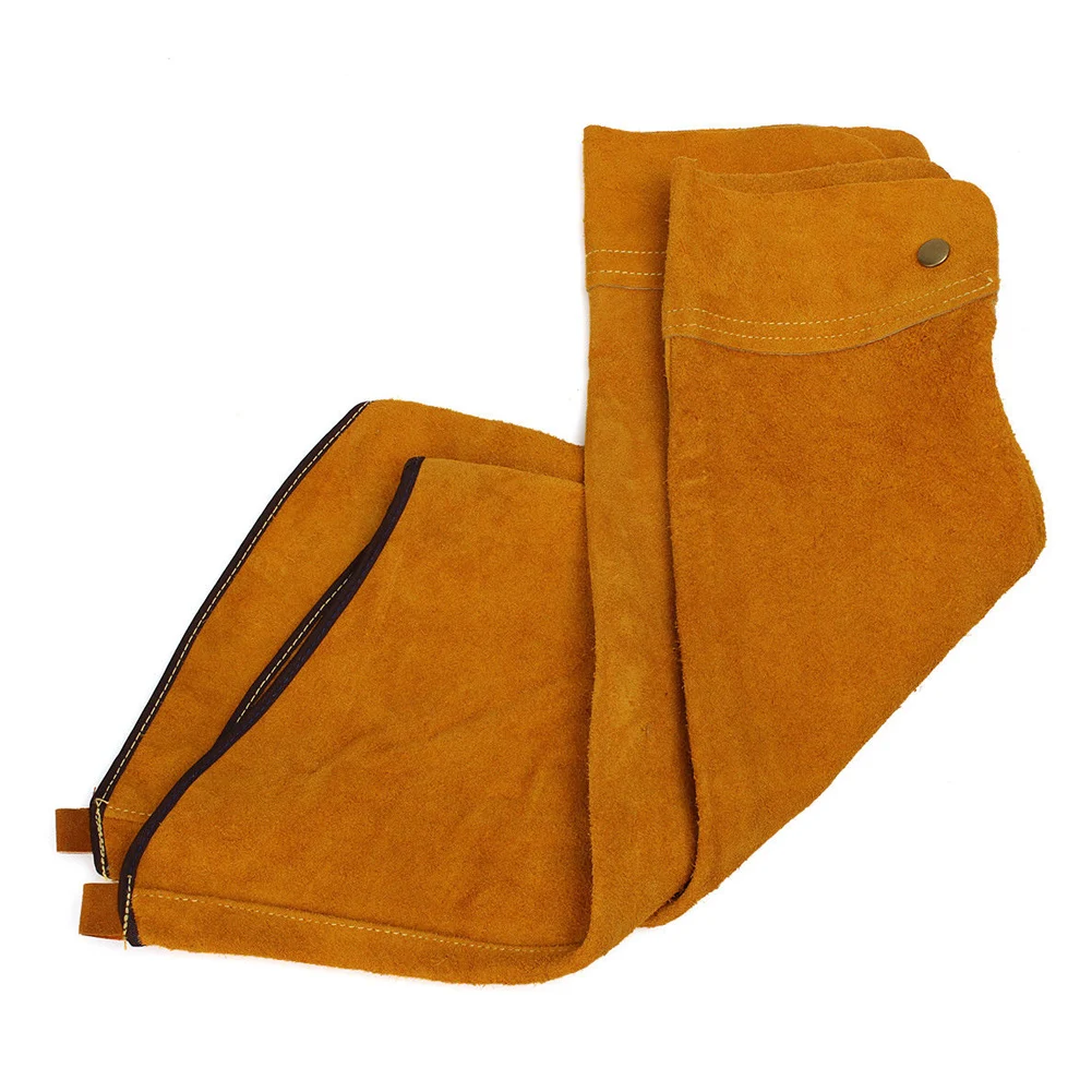 

Heat Resistant Insulation Protective Arm Guard Safe Long Split Leather With Cover Welding Sleeve Soldering Splatter Button