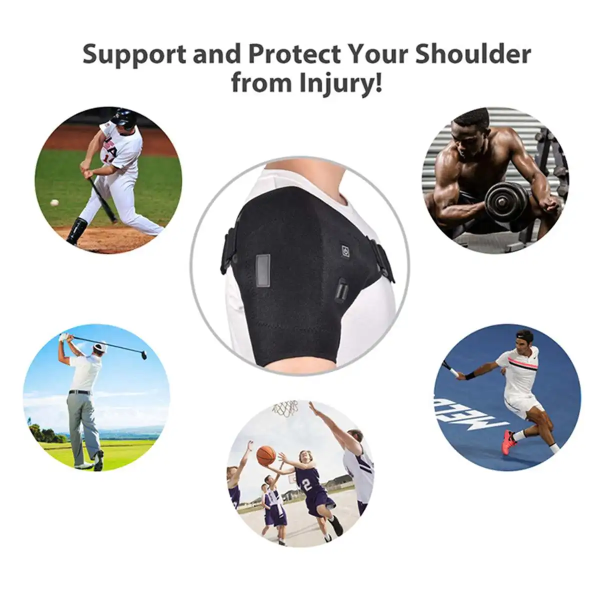 

Electric Heat Therapy Adjustable Shoulder Brace Back Support Belt Dislocated Shoulders Rehabilitation Shoulder Injury Pain Wrap