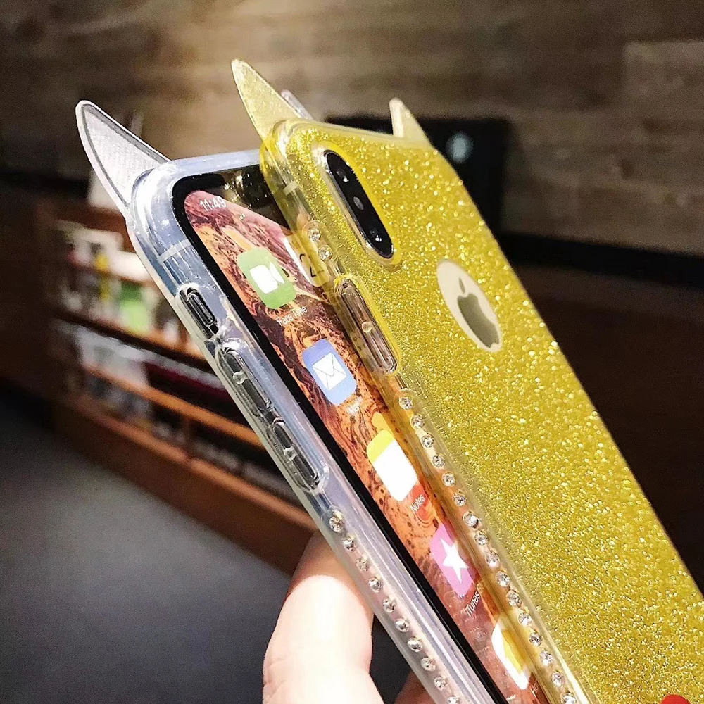 Роскошный блестящий прозрачный мягкий чехол из ТПУ со стразами и милыми