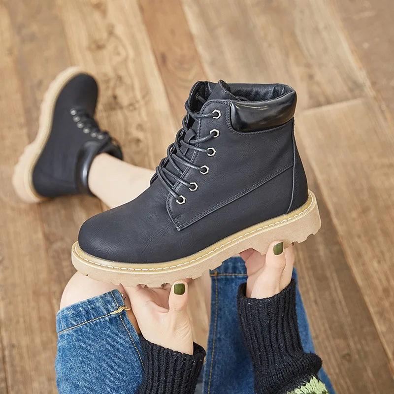 Зимние женские ботинки Короткие Плюшевые Теплые ботильоны для верховой езды