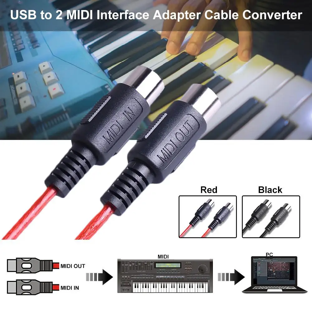 Электрический Кабель-адаптер с USB на 2 MIDI для ПК музыкальная клавиатура