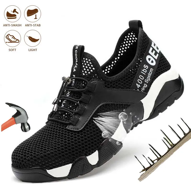 

Breathable/Four Seasons Men Safety Work Shoes Outdoor Steel Toe Boots Lightweight Industrial Anti-puncture Comfortable Sneakers