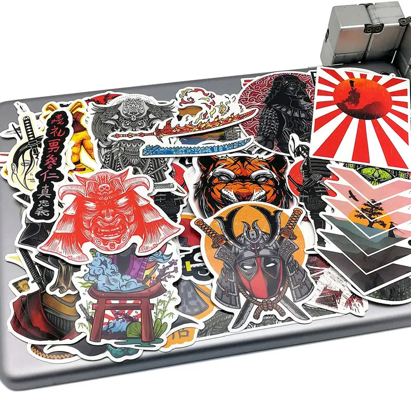 Pegatinas de estilo japon&eacute;s para tel&eacute;fono m&oacute;vil, Pegatinas de samur&aacute;i Bushido Spirit, para ordenador port&aacute;til, maleta para guitarra, monopat&iacute;n, bicicleta, coche, 65 Uds.-1