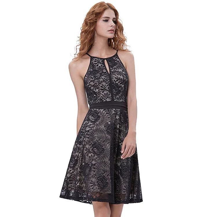 

Summer 2018 new high quality suspender sleeveless stitched lace dress