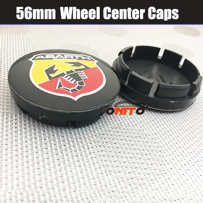 

Car styling 4pcs/lot 56mm ABARTH logo Wheel Center Hub Cap Covers Auto Car Emblem Badge Black base ABARTH logo