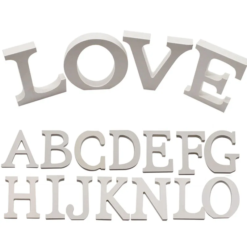 

1pc 10cm 3D White Wooden Letter Free Standing Wood Alphabet for Wedding Birthday Party DIY Craft Supplie Personal Name Design 75