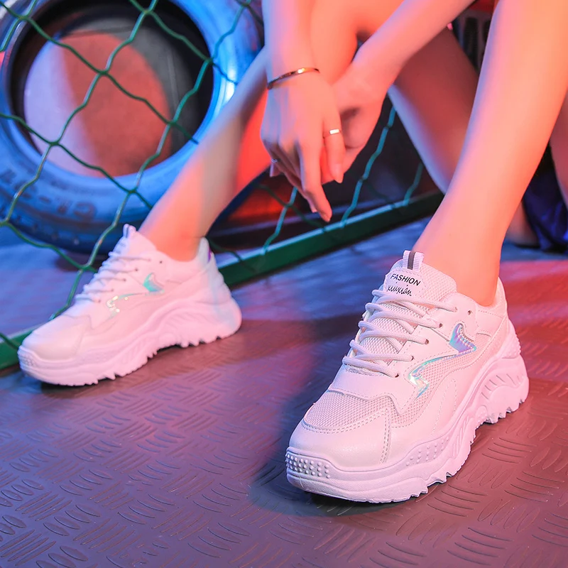 Модная Осенняя обувь женские дышащие кроссовки женская на платформе весенние