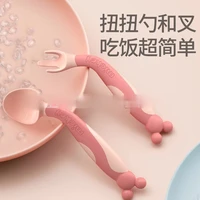 disney mickey mouse spoon baby learn to eat training elbow fork spoon set baby food supplement bowl spoon children tableware