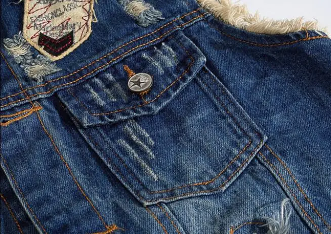 Мужские джинсовые жилетки пальто рваные без рукавов весна Мужская Уличная