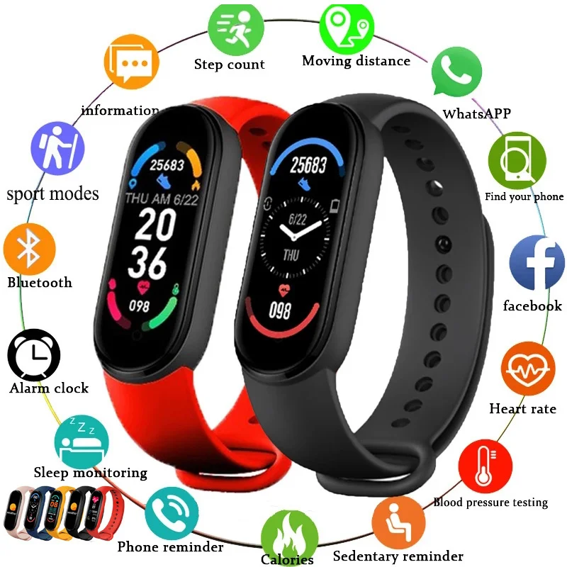 

M6 Smart Bracelet Watch Band Fitness Tracker Heart Rate Blood Pressure Monitor 5 Color Screen Smart Wristband Sport For Xiaomi