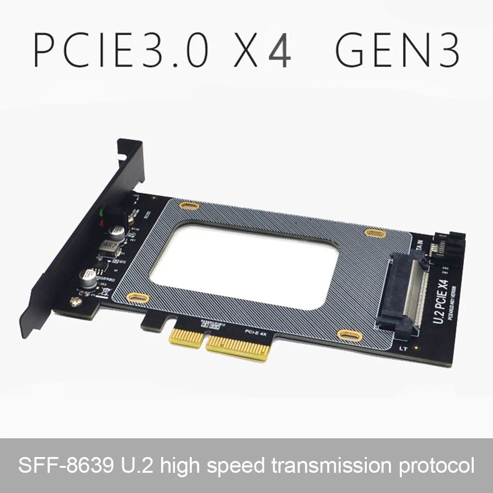 

U.2 to PCI-E X4 Riser Card 3.0 SFF-8639 to SSD Extension Adapter U.2 SSD SATA PCI Express Card for 2.5 Inch SATA HDD