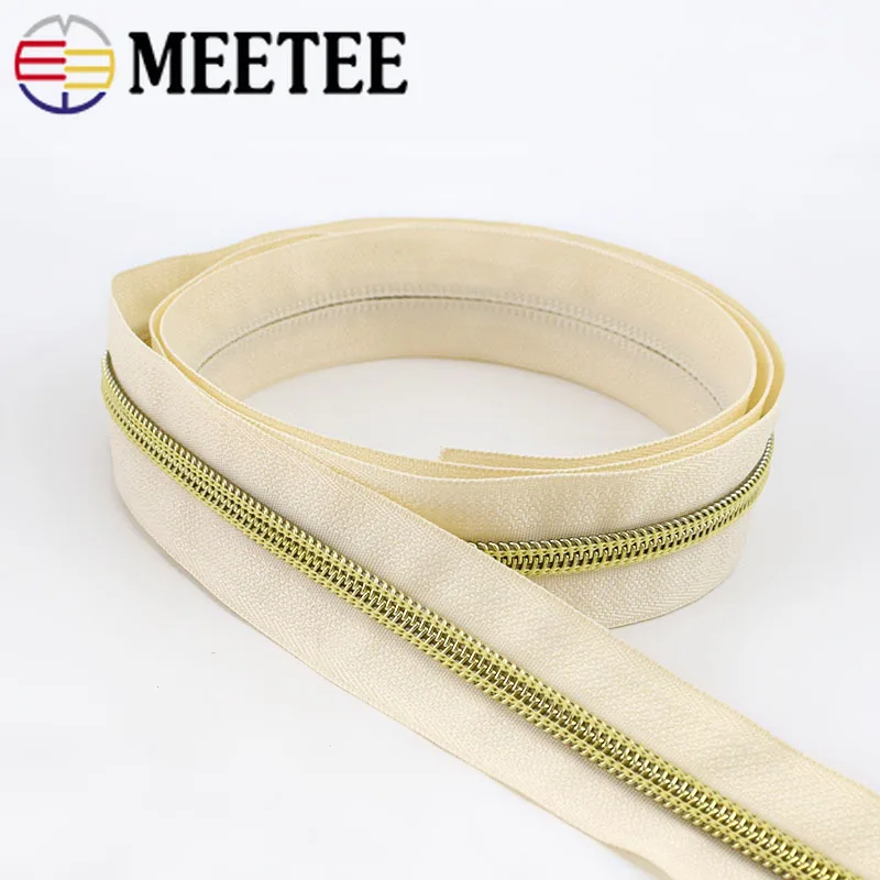 4/8m Meetee Nylon Code Loading Zipper Gold Tooth Coil for Sewing DIY Open-End Bags Sports Garment Accessories ZA030 | Дом и сад