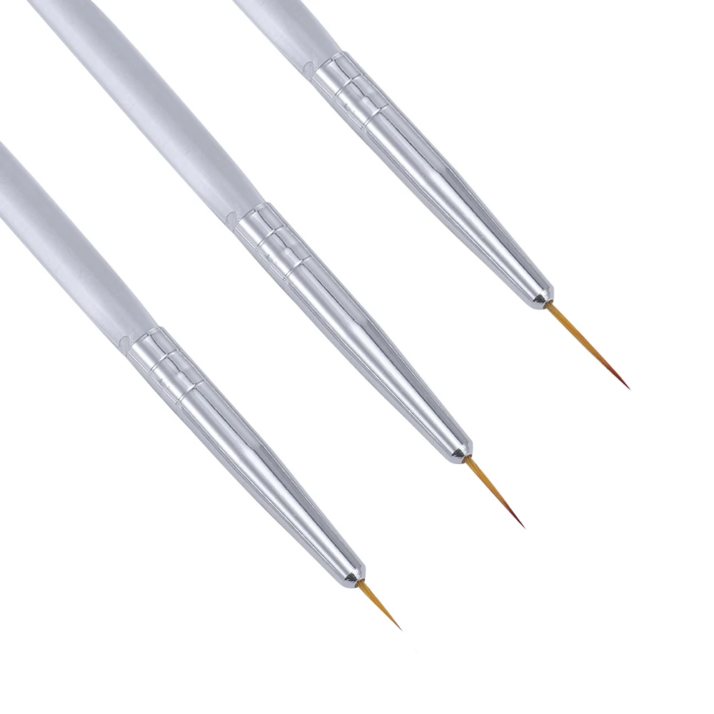 

3 Pcs/Set Nail Art Brush Crystal Handle Double-headed Drawing Painting Pen Flower Stripes Thin Liner Builder Manicure Nail Tools