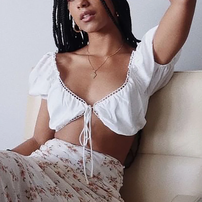 ZXQJ сексуальные женские белые топы высокого качества 2020 летние модные винтажные