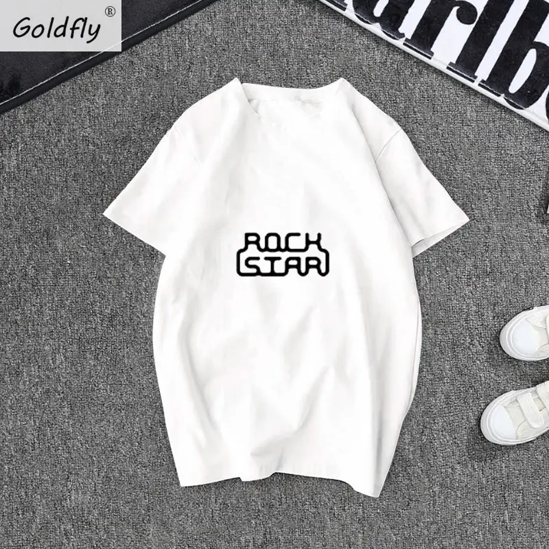 Новая хлопковая Футболка с принтом рок звезды топы короткими рукавами и футболки