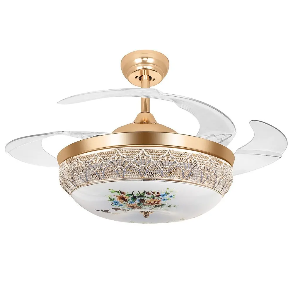 42 дюймовый Невидимый Хрустальный потолочный вентилятор с светодиодный