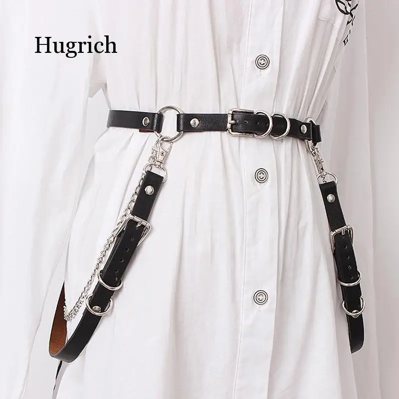 2021 New Spring Summer Pu Leather Black Buckle Split Joint Personality Long Belt Women Fashion Tide All-Match