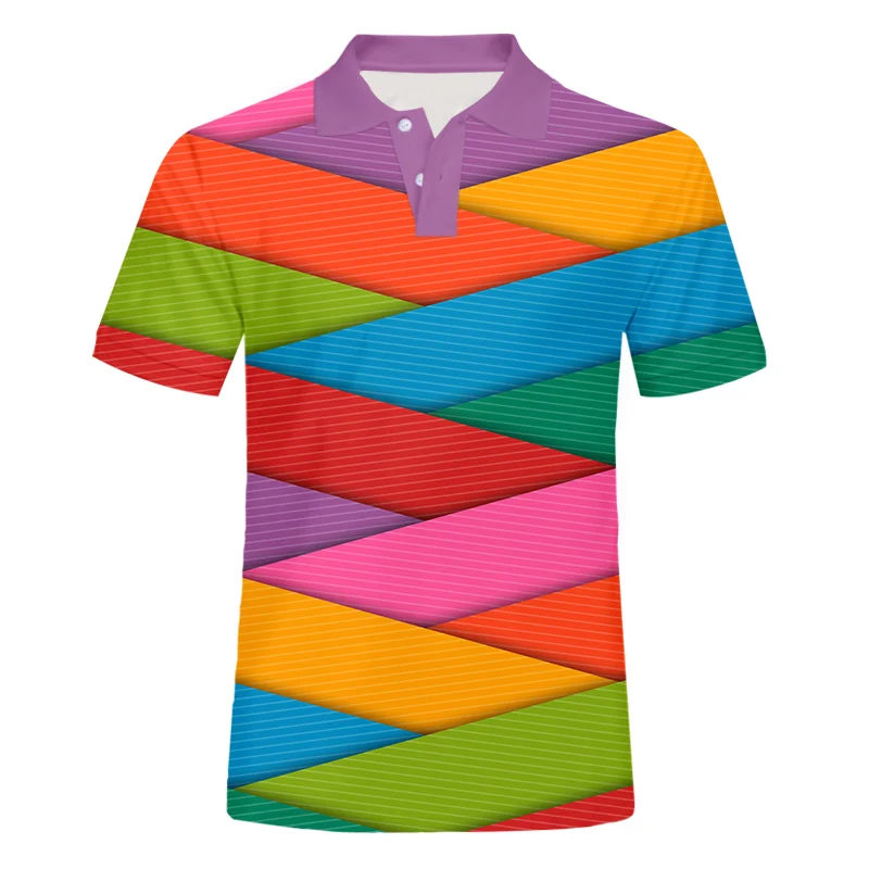 Футболка-поло IFPD мужская с принтом в полоску Повседневная рубашка-поло короткими